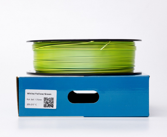 Фото 4 - Белый Желтый Зеленый Шелковый Пла Пластик | PLA SILK White Yellow Green 1кг | 1.75мм | 330м